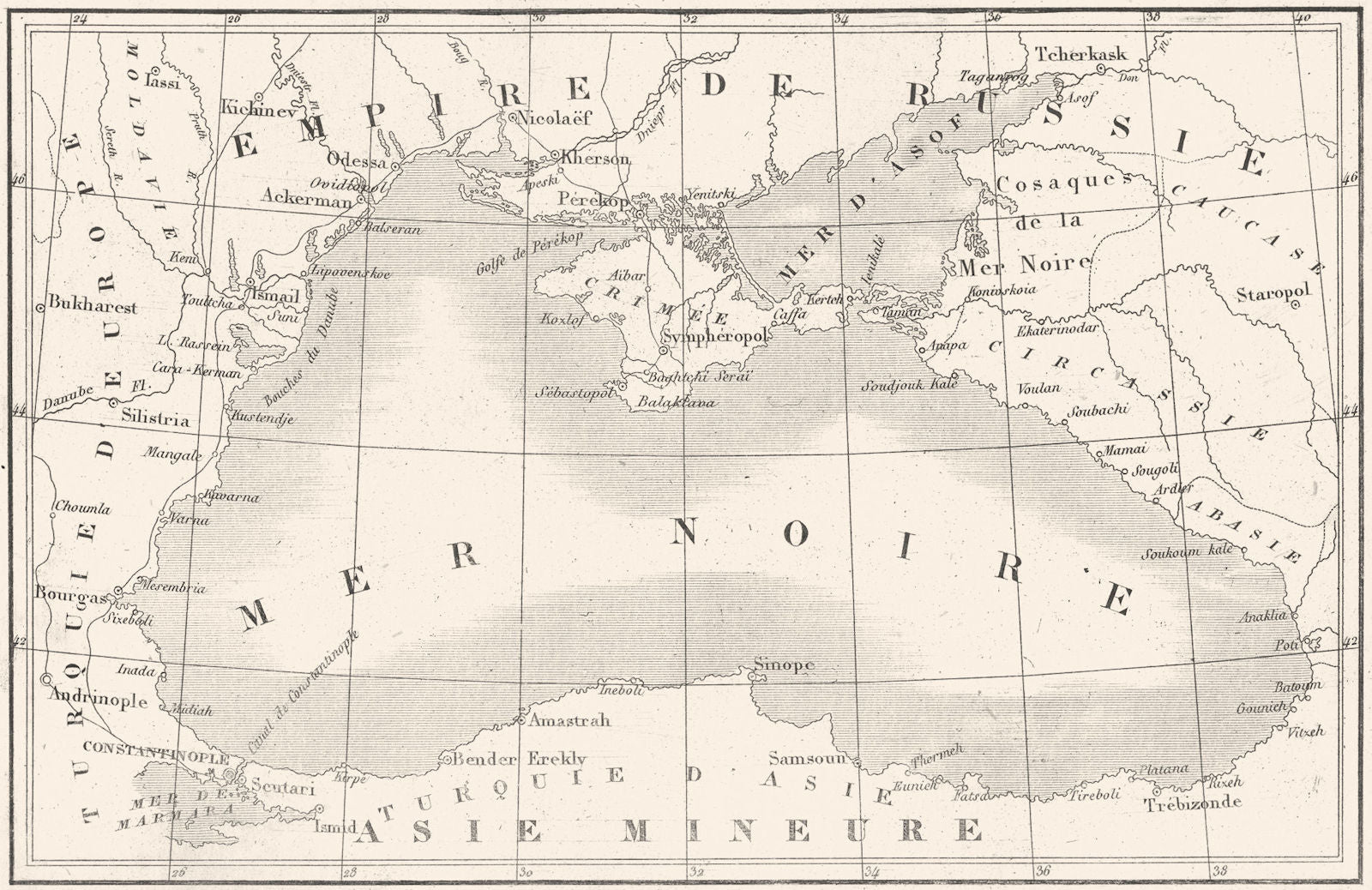 EUROPE. Littoral de la Mer Noir(Black Sea); Black Sea 1879 old antique map